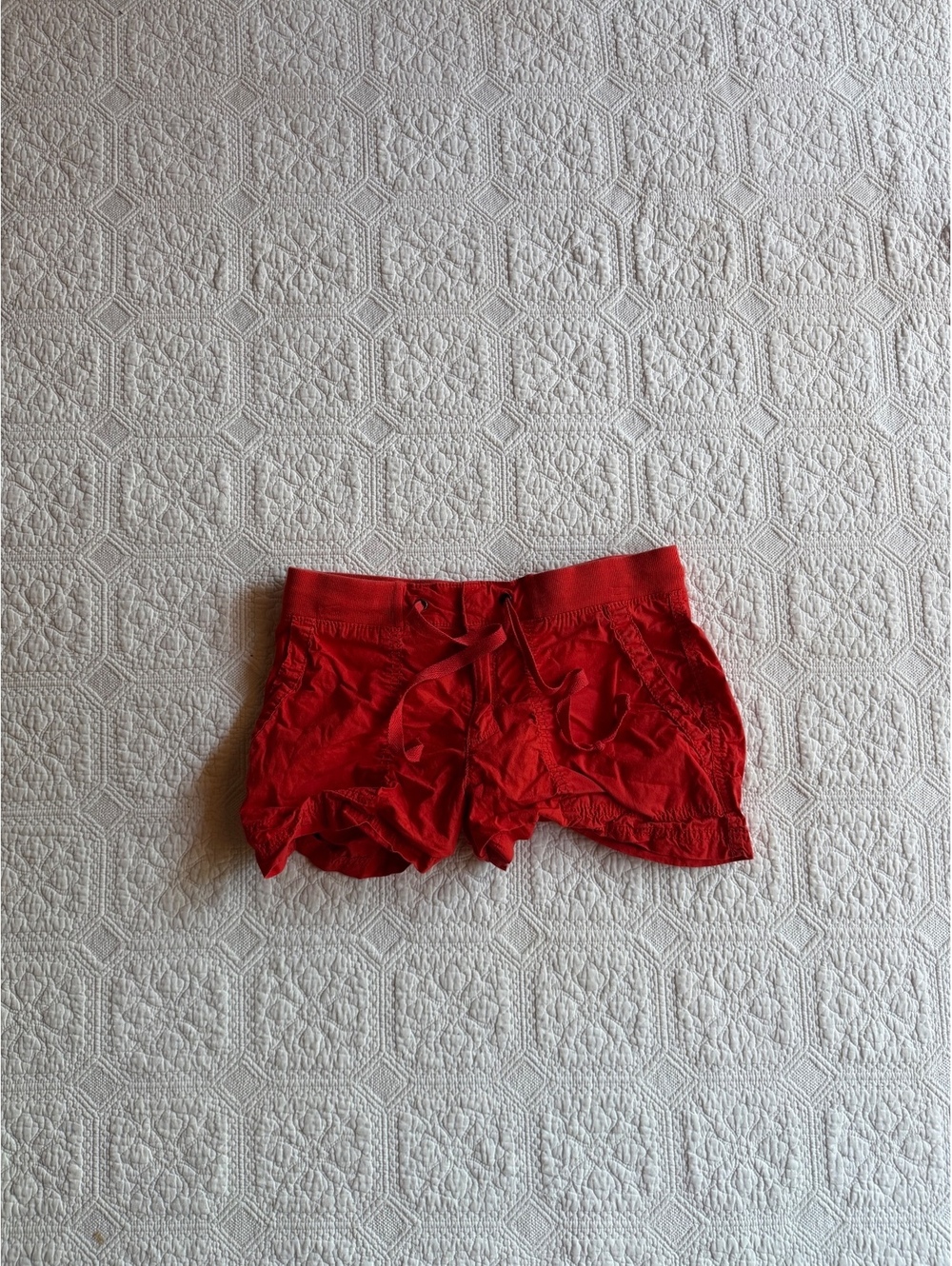 Y2K mini shorts Women's Red Cotton Spandex Drawstring Shorts Size 2